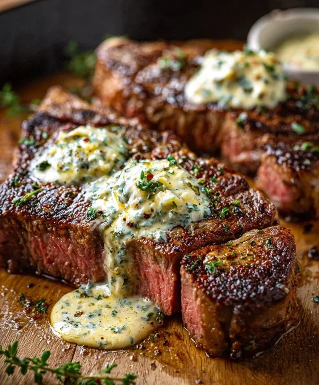 Garlic Butter Steak With Parmesan Cream Sauce