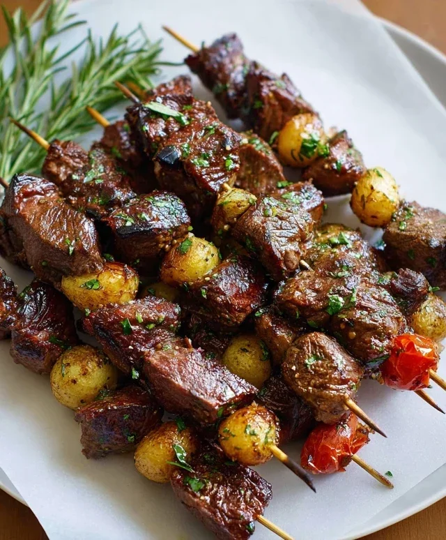 Rosemary Garlic Steak Kebabs