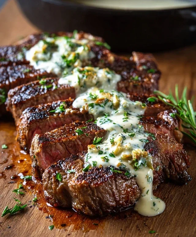 Garlic Butter Steak With Parmesan Cream Sauce