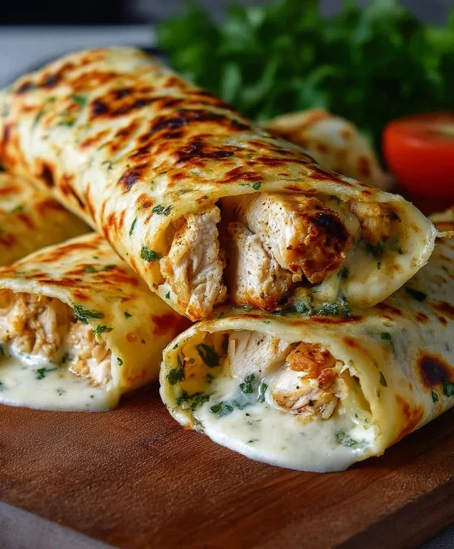 Low Carb Cheesy Garlic Chicken Wraps