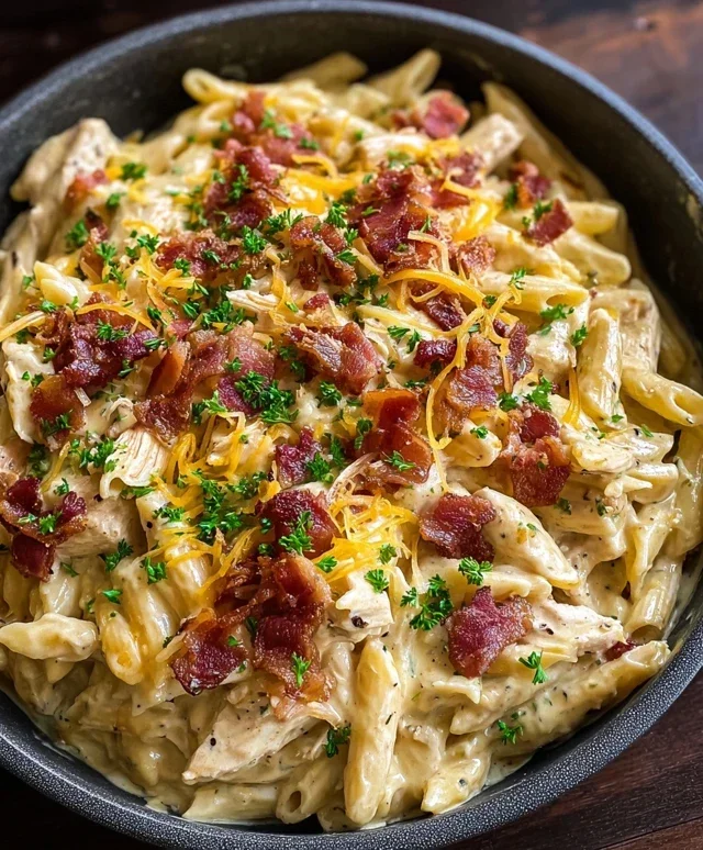 One-Pan Creamy Ranch Beef Beef Bacon Chicken Pasta