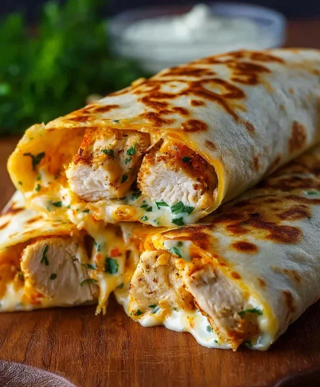 Low Carb Cheesy Garlic Chicken Wraps