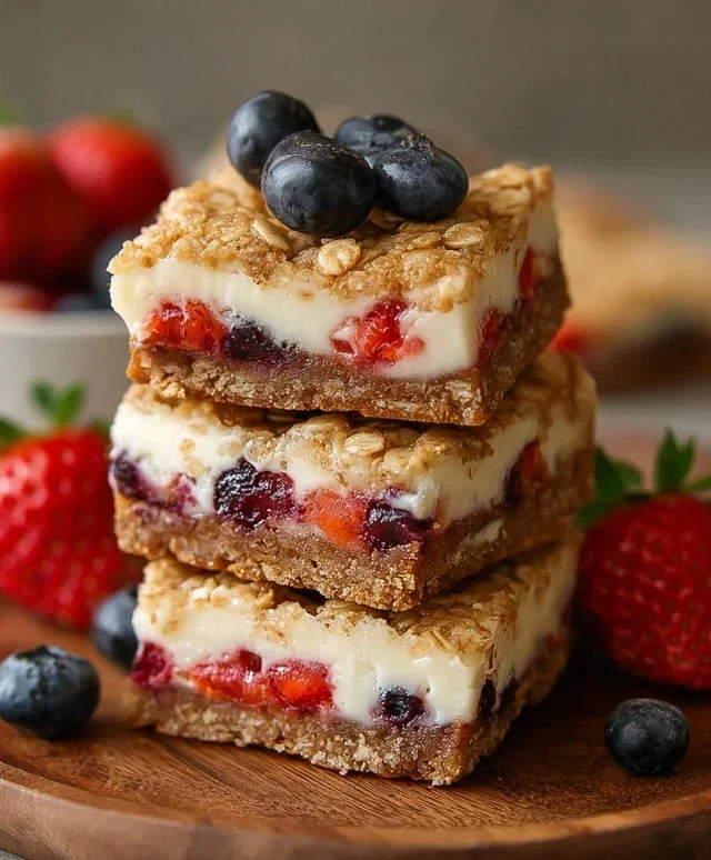 Berry Oatmeal Cheesecake Bars
