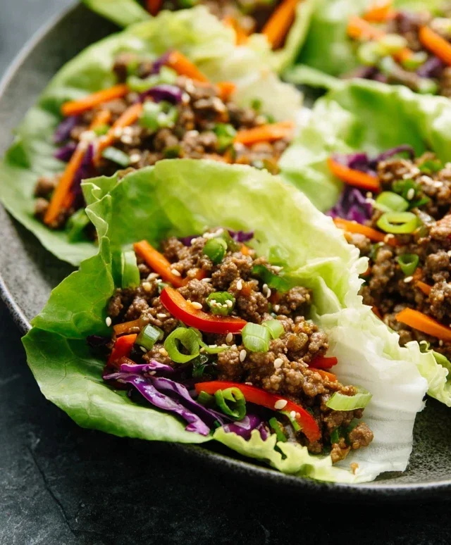 Asian Style Ground Beef Lettuce Wraps