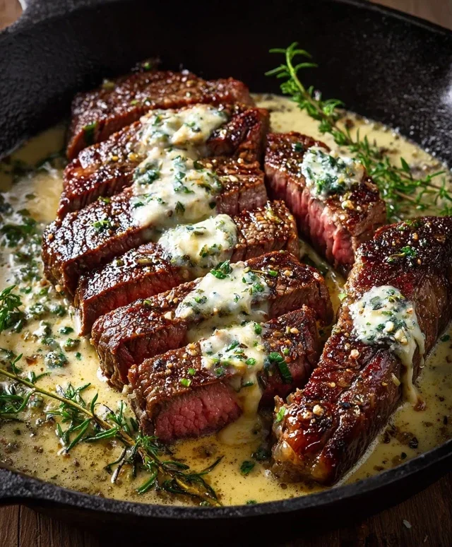 Garlic Butter Steak With Parmesan Cream Sauce