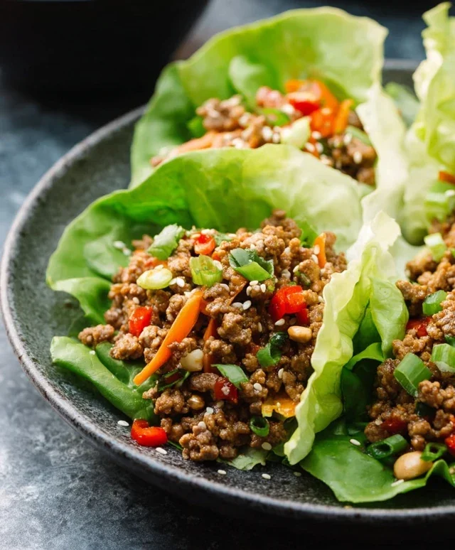 Asian Style Ground Beef Lettuce Wraps