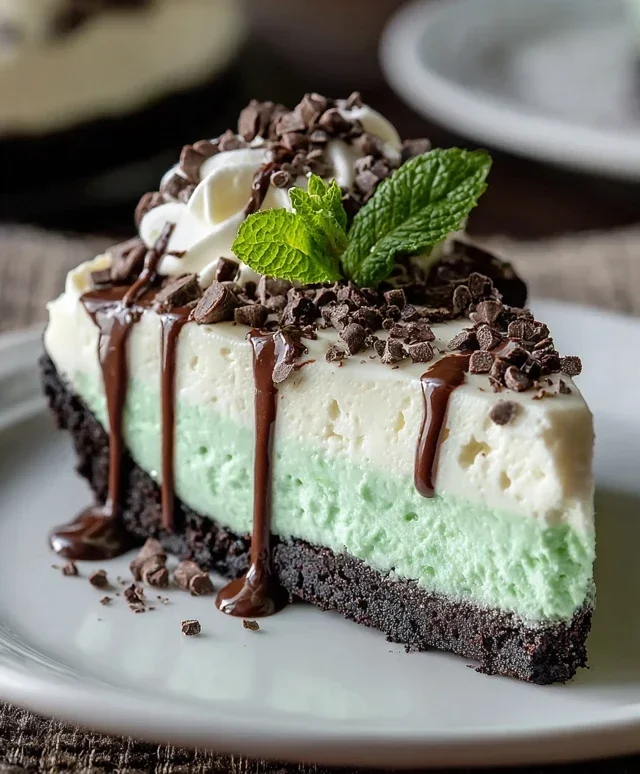No Bake Mint Chocolate Chip Cheesecake