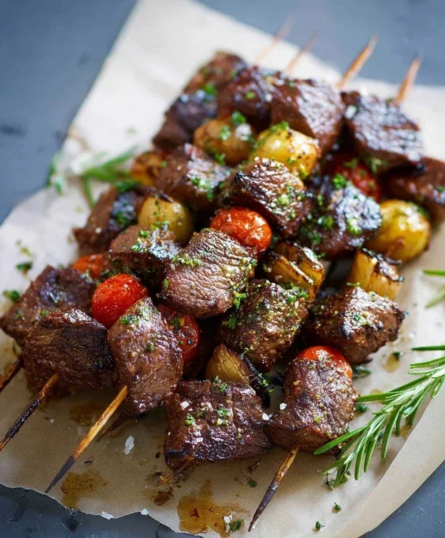 Rosemary Garlic Steak Kebabs