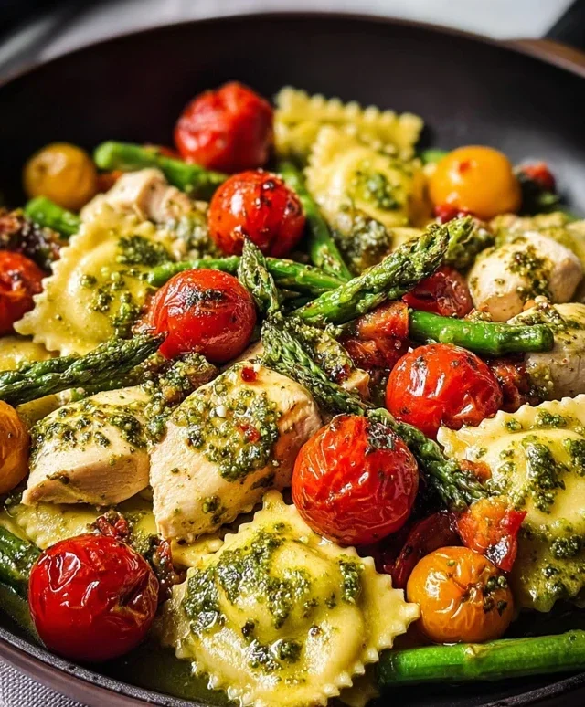 Chicken Ravioli with Pesto and Veggies