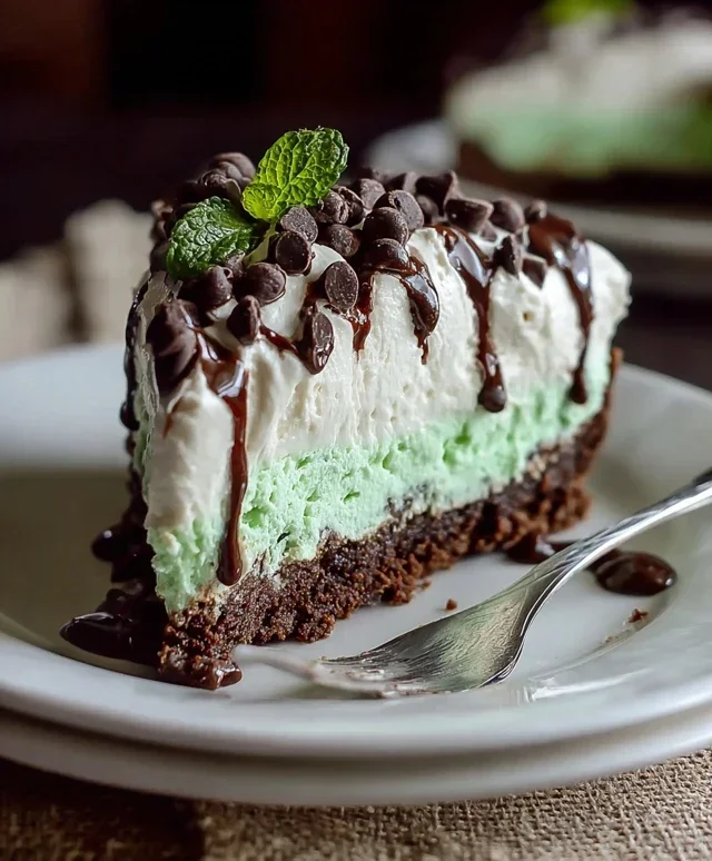 No Bake Mint Chocolate Chip Cheesecake
