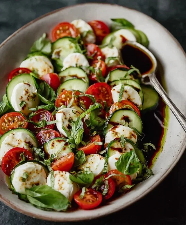 Fresh Cucumber Caprese Salad