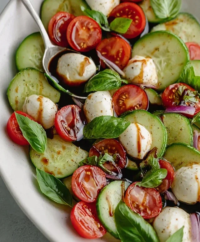 Fresh Cucumber Caprese Salad