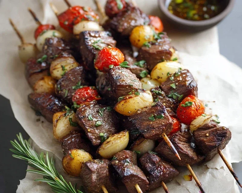 Rosemary Garlic Steak Kebabs