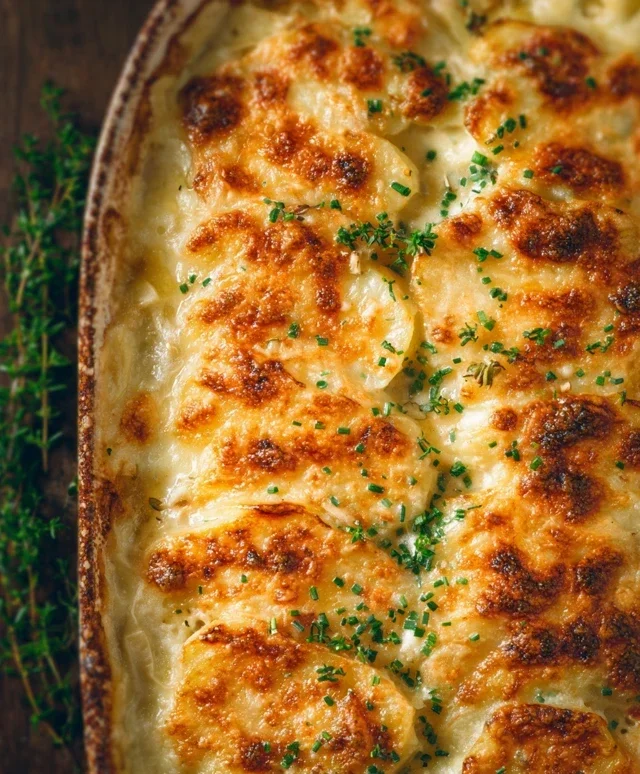 Roasted Garlic Potatoes au Gratin