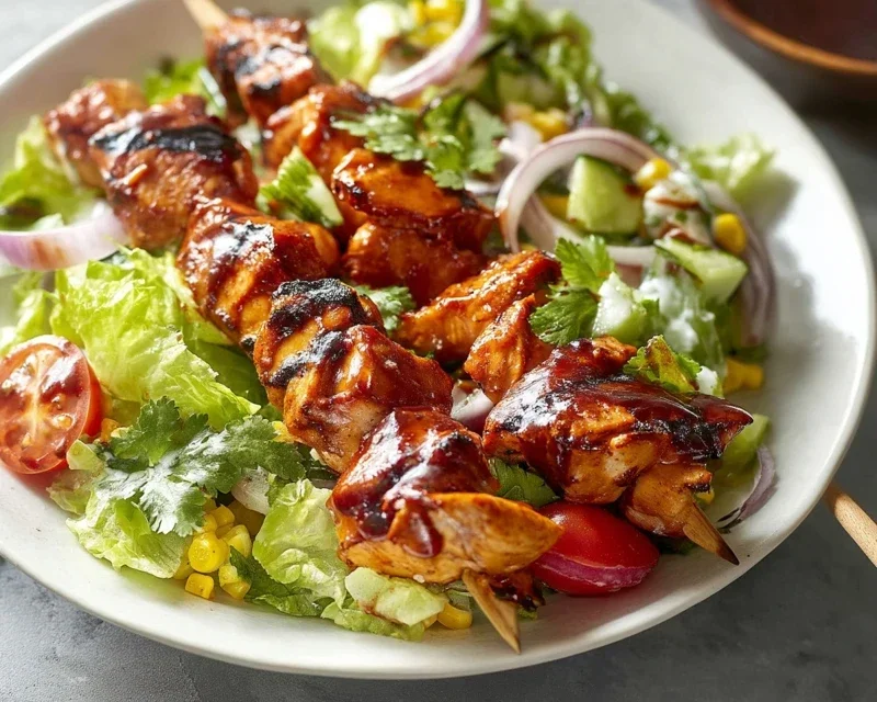 BBQ Chicken Skewer Salad