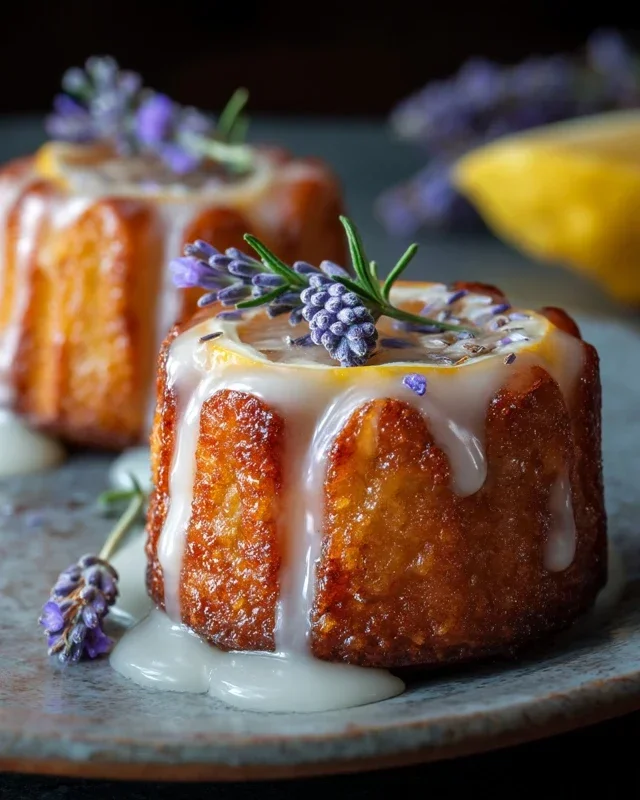 Mini Lemon Cakes With Lavender Glaze