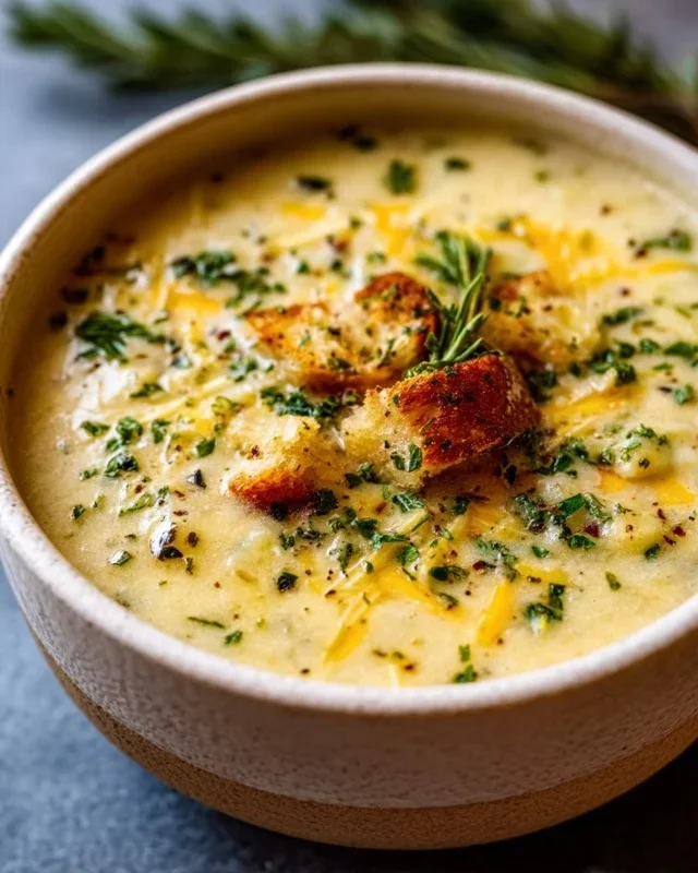Hearty Cheddar Garlic Herb Potato Soup Recipe