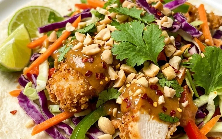 Thai Chicken Wrap with Crunchy Asian Slaw