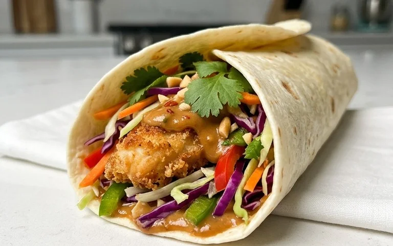 Thai Chicken Wrap with Crunchy Asian Slaw