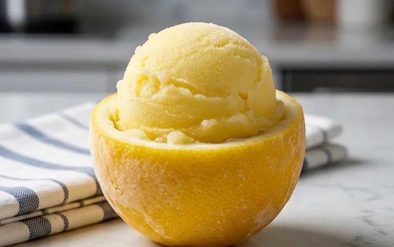 Sorbetto di Limone Dressed Up in a Frozen Lemon Shell