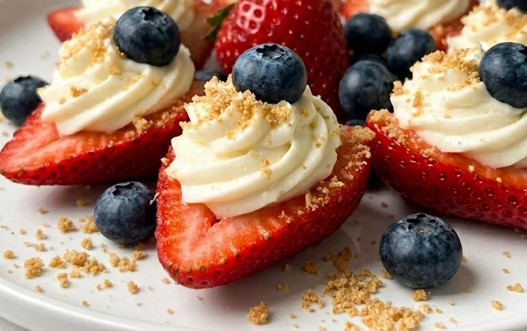 Red, White, and Blue Cheesecake Strawberries