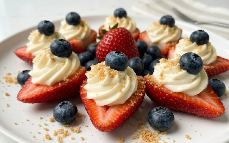 Red, White, and Blue Cheesecake Strawberries