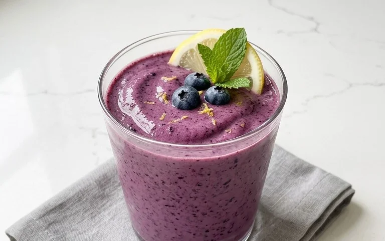 Blueberry Avocado Smoothie With Lemon & Yogurt