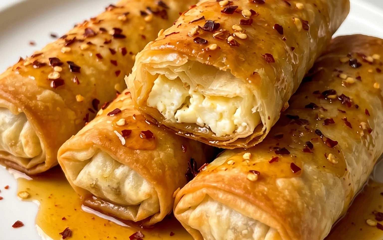 Indulgent Oven Fried Feta Rolls with Chili Honey Magic
