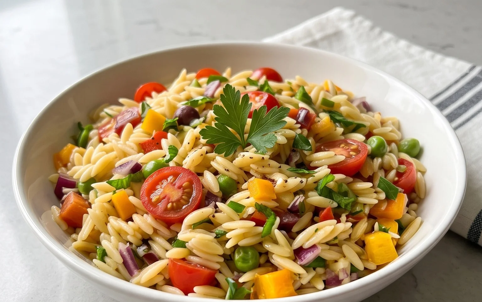 Rainbow Orzo Salad