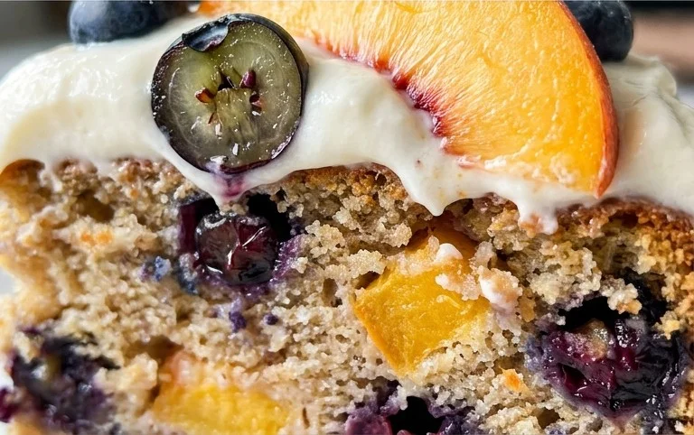 Peach and Blueberry Greek Yogurt Cake