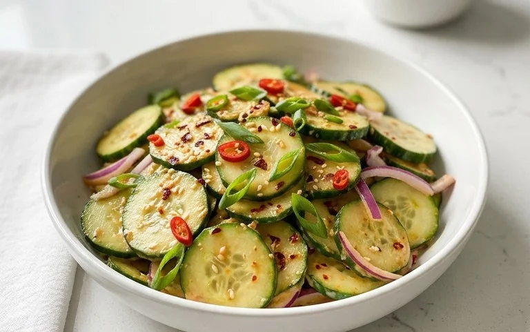 Creamy Asian Cucumber Salad Bowl