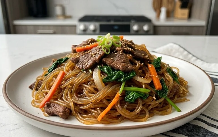 Japchae (Korean Glass Noodle Stir Fry)