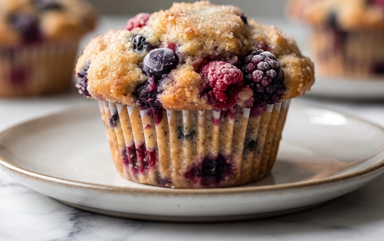 Bakery Style Mixed Berry Muffins | with Frozen Berries