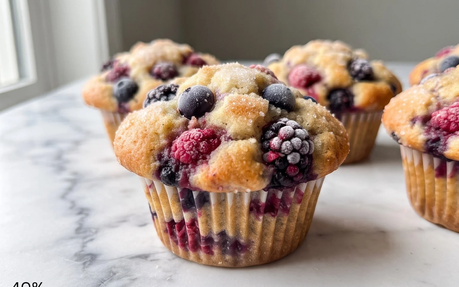 Bakery Style Mixed Berry Muffins | with Frozen Berries