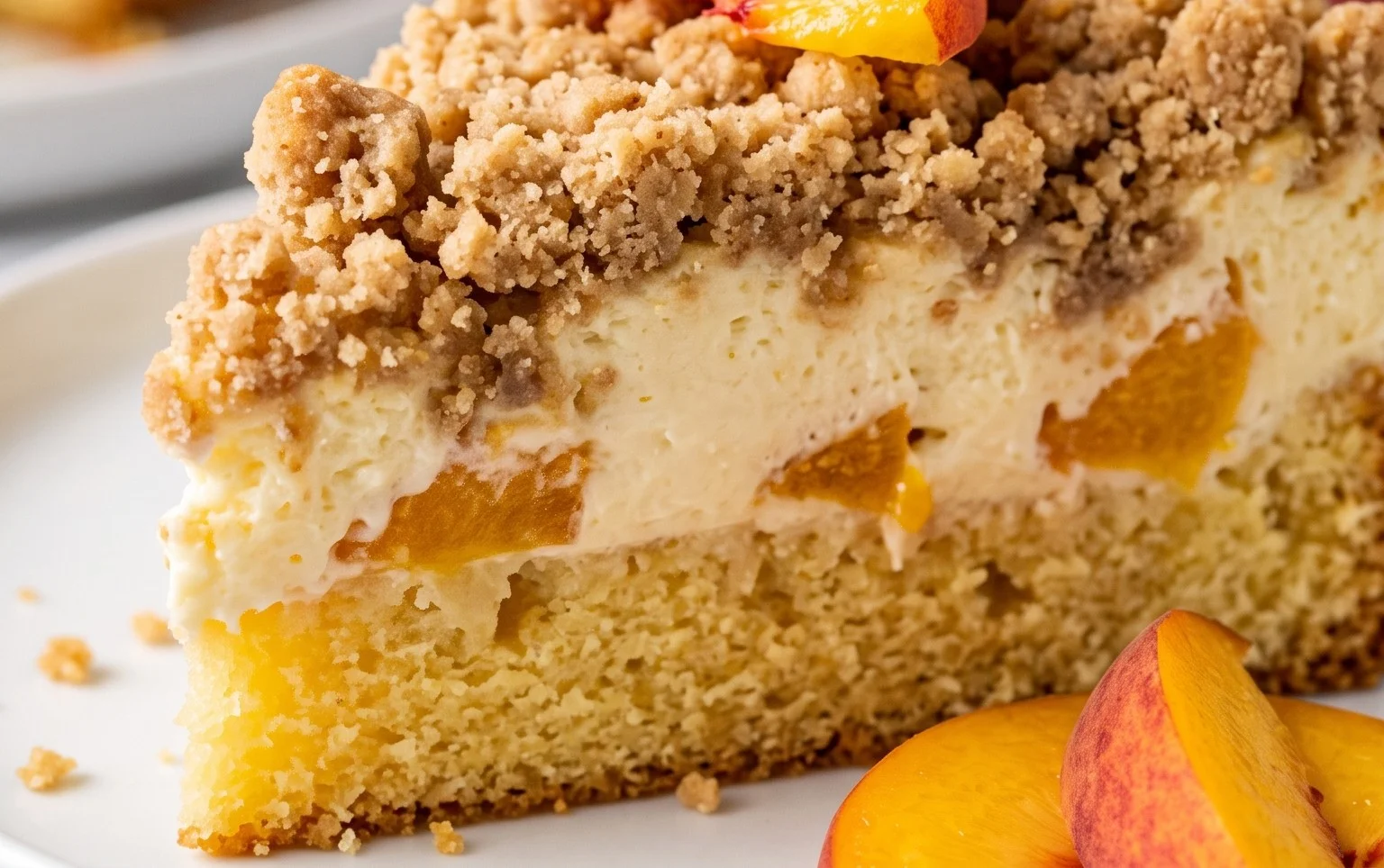 Peach Cream Cheese Cake with Streusel Topping