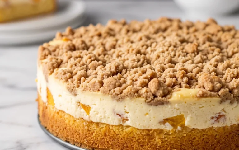 Peach Cream Cheese Cake with Streusel Topping