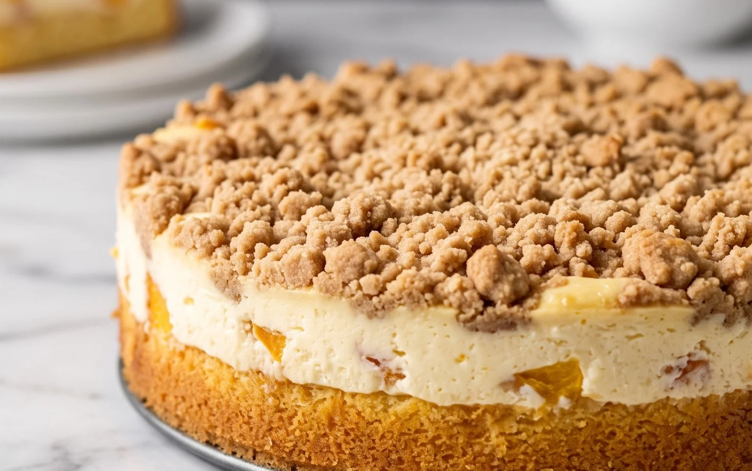 Peach Cream Cheese Cake with Streusel Topping