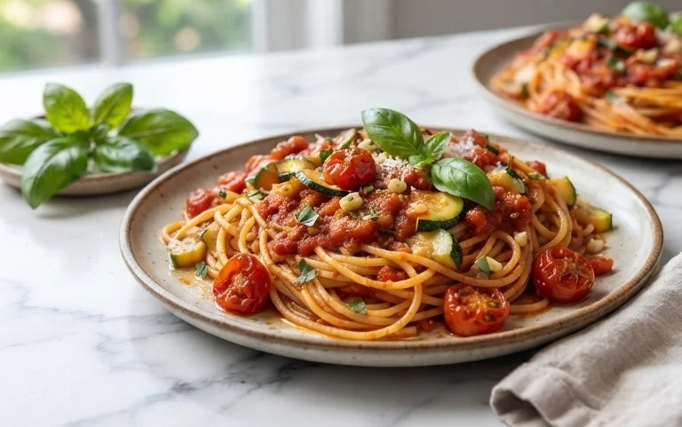 Healthy Tomato Zucchini Pasta