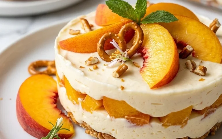 Peach Pretzel Salad Dessert