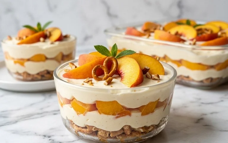 Peach Pretzel Salad Dessert