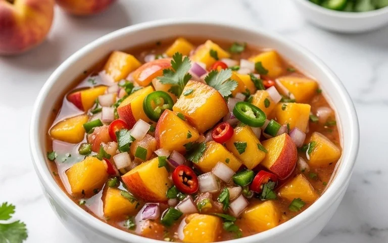 Sweet & Spicy Peach Salsa Canning Recipe