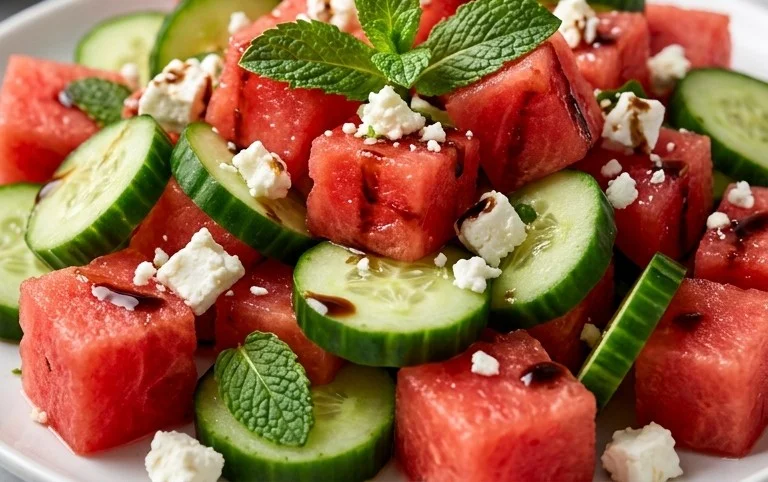 Watermelon Salad with Cucumber and Feta