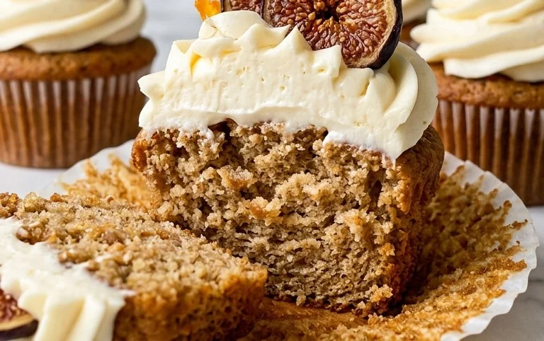 Fig Cupcakes with Honey Cream Cheese Frosting
