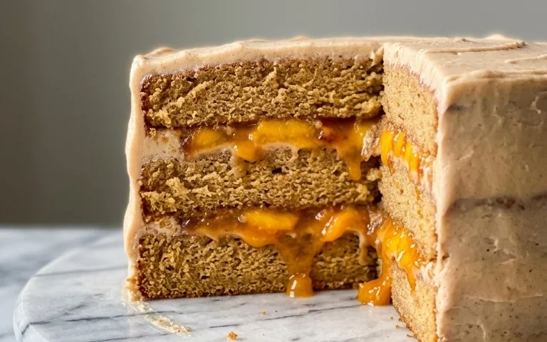 Brown Sugar Layer Cake with Peach Filling