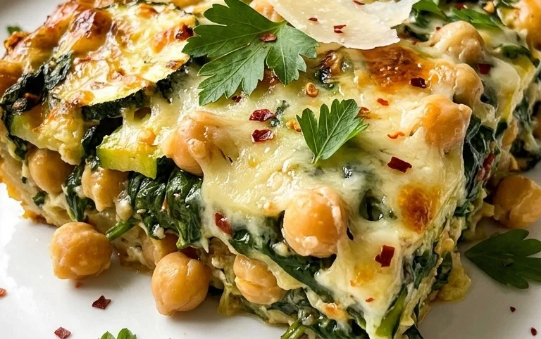 Spinach Zucchini Chickpea Bake