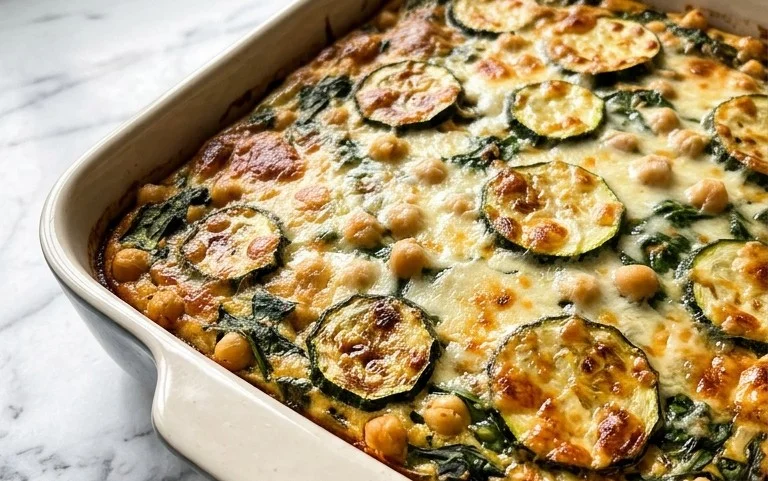 Spinach Zucchini Chickpea Bake